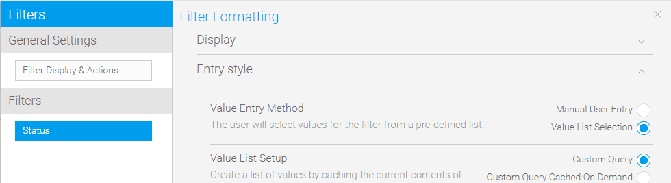 Value List Selection